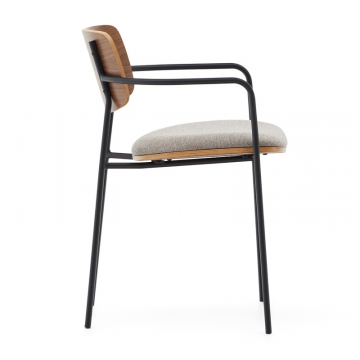 Стул Maureen со шпоном ореха и металлом в черной отделке