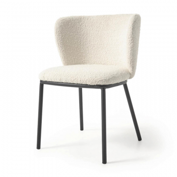 Стул Ciselia из белой ткани букле и черного металла