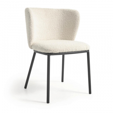 Стул Ciselia из белой ткани букле и черного металла