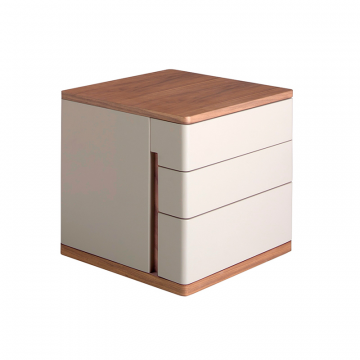 Прикроватная тумбочка 7166/MB2320NS из серого лака и шпона ореха