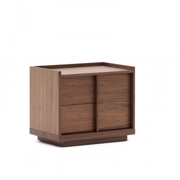 Прикроватная тумбочка Onix 2 ящика шпон ореха в темной отделке 60 x 59 см
