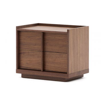 Прикроватная тумбочка Onix 2 ящика шпон ореха в темной отделке 60 x 59 см