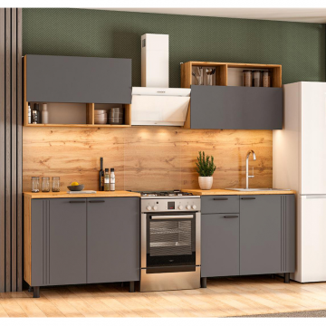 Кухонный гарнитур Монако 2м Дуб Золотой, Графит
