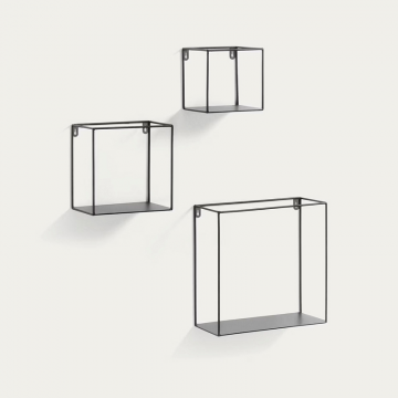 Набор из 3 настенных полок Neth металлический черный