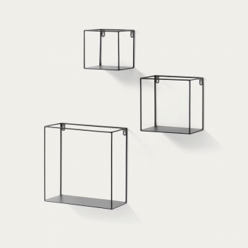 Набор из 3 настенных полок Neth металлический черный