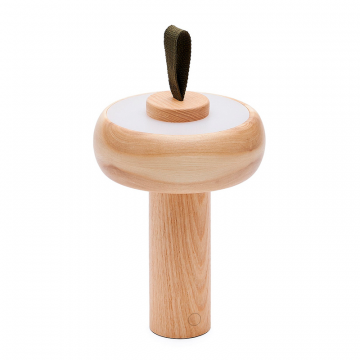 Luba Переносная настольная лампа из массива ясеня и зеленой хлопковой ручкой