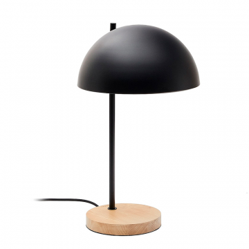 Настольная лампа из дерева и металла из ясеня Catlar, окрашенная в черный цвет.