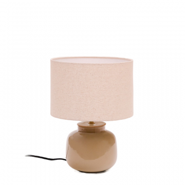 Керамическая настольная лампа Tay зеленая - бежевый лен