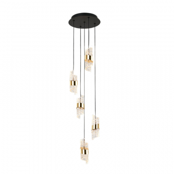 Люстра Iliada 5L черно-золотая D30
