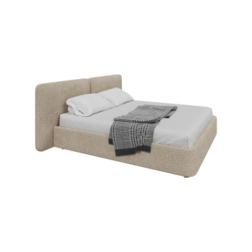 Кровать двуспальная Hub Soft 180 см (молочный, букле)
