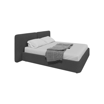 Кровать двуспальная Hub Soft 180 см (серый, букле)