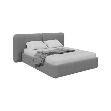Кровать двуспальная Hub Soft 160 см (светло-серый, твид)