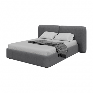 Кровать двуспальная Hub Soft 160 см (серый, твид)