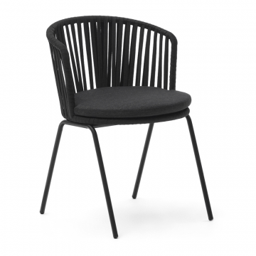 Saconca Садовый стул из шнура и стали с черной окраской