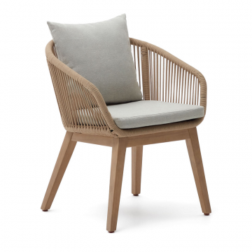 Portalo Стул из бежевого шнура с ножками из массива акации