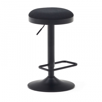 Табурет Zaib из черной синели и черной матовой стали, высота 58-80 см.