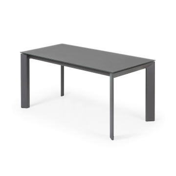 Стол Atta 160 (220) x90 антрацит, темно-серый, стекло