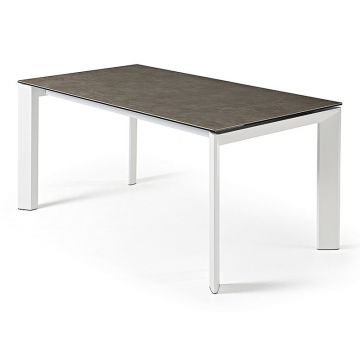 Стол Atta 160 (220)x90 керамика Vulcano Ash, белые ножки
