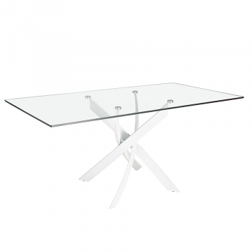 Прямоугольный обеденный стол 1138/F2133-BLANCO 150x95 стеклянный с белыми ножками