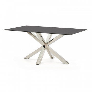 Стол ARYA Argo из матового черного стекла и нержавеющей стали