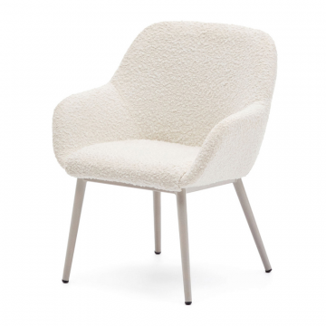 Konna Детский стул из белой ткани букле с бежевыми стальными ножками