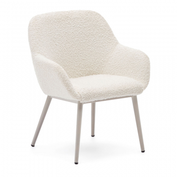 Konna Детский стул из белой ткани букле с бежевыми стальными ножками