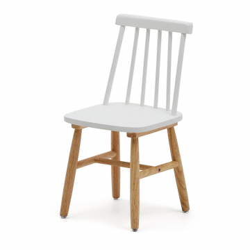 Детский стул Kristie из массива каучукового дерева с белой и натуральной отделкой