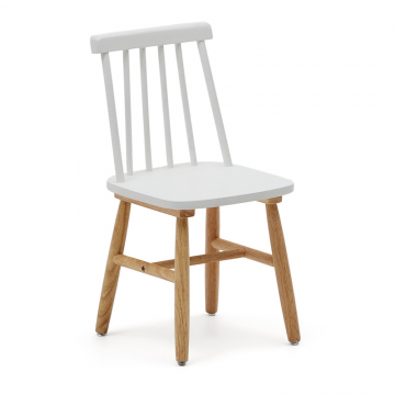 Детский стул Kristie из массива каучукового дерева с белой и натуральной отделкой