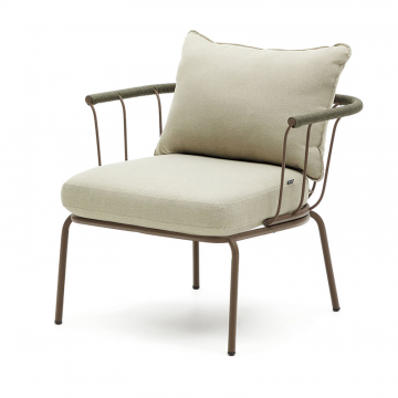 Salguer Кресло из зеленого шнура и стали с коричневой окраской