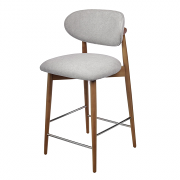 Стул полубарный Lucas 3 серый букле с ножками цвета орех