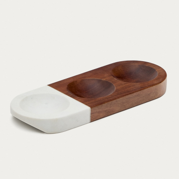 Сервировочный поднос для закусок Tori  из акации и белого мрамор