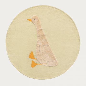 Ковер Milu зеленый хлопок с рисунком гуся Ø 100 см