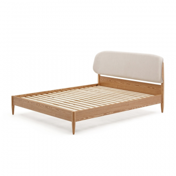 Octavia Кровать из ясеневой фанеры с белым мягким изголовьем 160 x 200 см