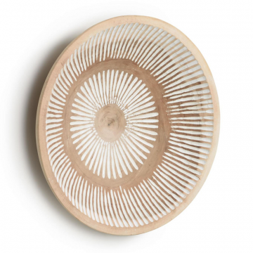 Настенная панель Mely из массива альбиции в белую полоску Ø 49 см