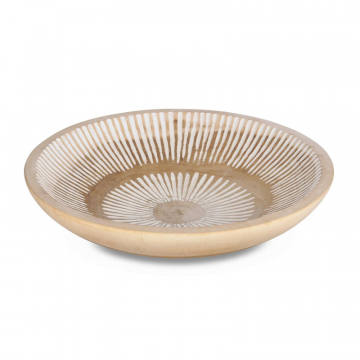 Настенная панель Mely из массива альбиции в белую полоску Ø 49 см