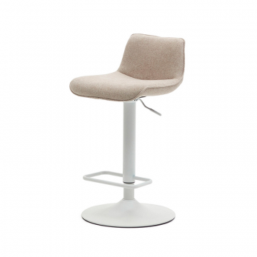 Барный стул Zenda из бежевой синели и матовой белой стали 81-102 см