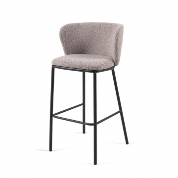 Барный стул Ciselia светло-серый из ткани букле и металла 102 см