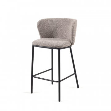 Полубарный стул Ciselia из серой ткани букле и черного металла 65 см