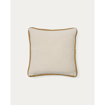 Чехол для подушки из льна и хлопка Ardit бежевого цвета с вышитой окантовкой 45x45
