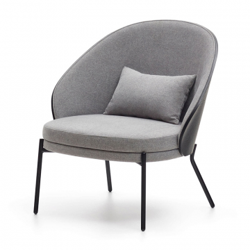 Кресло Eamy светло-серое из шпона ясеня с черной отделкой