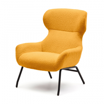 Belina Кресло из горчичной ткани букле и стали с черной отделкой