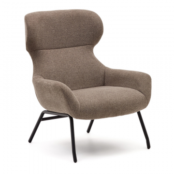 Belina Кресло из светло-коричневой синели и стали с черной отделкой