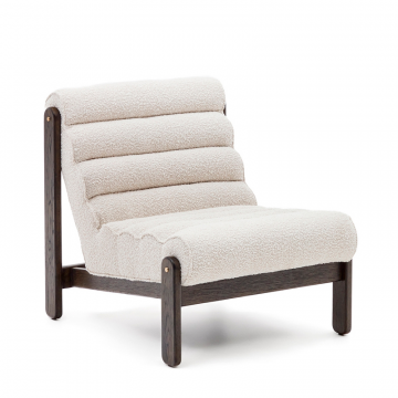 Magira Кресло из белой ткани букле и массива дуба с темной отделкой