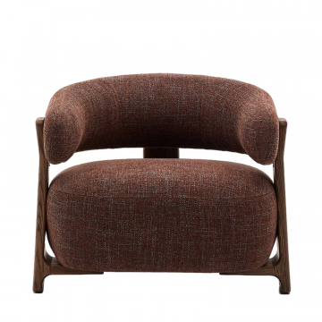 Granite Кресло из коричневого шенилла и массива ясеня в отделке орех