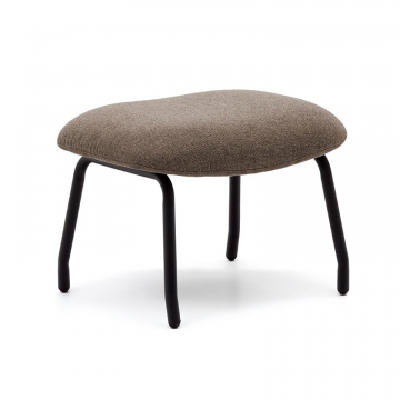 Belina Пуф для ног из светло-коричневой синели и стали с черной отделкой