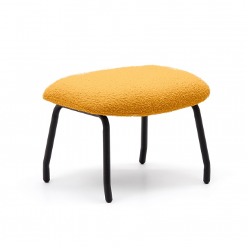 Belina Пуф для ног из горчичной ткани букле и стали с черной отделкой