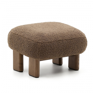 Пуф Cabana Taupe Boucle с ножками в отделке орех 65x55,4