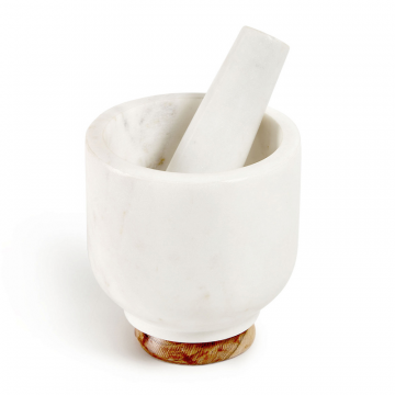 Cinderella Пестик и ступка из белого мрамора и дерева