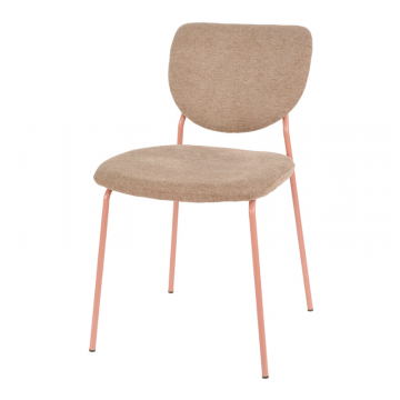 Стул обеденный Gigi шенилл коричневый розовые ножки