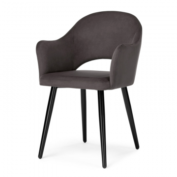 Стул на металлокаркасе Апри микровелюр графитовый / черный глянец
